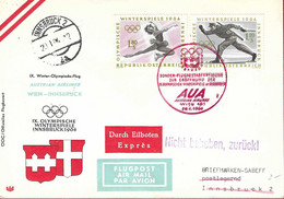 AUSTRIA - 1964 - OLYMPIA SONDERFLUGE -  AUA -29.1.64* WIEN-INNSBRUCK ( CAT. NETTO 116) - Primeros Vuelos AUA