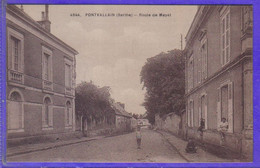 Carte Postale 72. Pontvallain  Route De Mayet   Très Beau Plan - Pontvallain