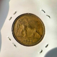 BELGIAN CONGO 1 FRANC 1944 Km# 26 - African Elephant (G#18-10) - 1934-1945: Leopold III.