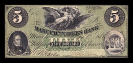 Estados Unidos United States 5 Dollars 1862 Manufacturers Bank Georgia MBC - AVF - Valuta Della Confederazione (1861-1864)