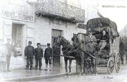 DEPT 82 MOLIÈRES LA POSTE TRES  BELLE  ANIMATION 9X14 REIMPRESSION DE CARTES ANCIENNES - Molieres