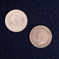 2 X Großbritannien: 3 Pence 1900 Königin Victoria 925er Silber + 3 Pence 1931 König Georg V. 500er Silber - Collezioni