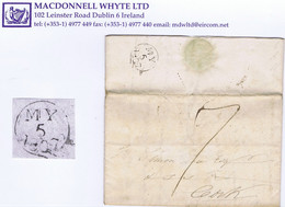 Ireland Dublin Cork 1807 Letter To Cork At Sevenpence With Dublin Circular Year "MY 5 1807" - Prephilately