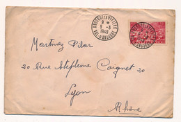 LETTRE ANDORRE LA VIELLE 15F SEUL POUR LYON COVER ANDORRA 1949 - Brieven En Documenten