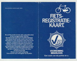 Fiets Registratiekaart Voorkoming Misdrijven Een Zaak Van De Politie 1983 - Police & Gendarmerie