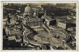 Vatican 1933 Postcard Photo St. Peter's Square Basilica From Milan Railway Cancel To Brazil Stamp 25 50 Centesimi King - Vatican