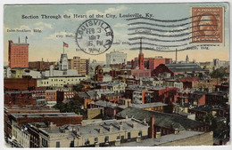 USA 1919 Postcard Photo section Through The Heart Of The City Louisville Sent To Brazil Stamp Washington 4 Cents - Louisville