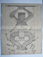 Ancien Dessin D'architecte Compagnon Du Devoir Plan D'Escalier . - Zeichnungen