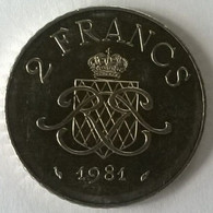 MONACO - 2 Francs 1981 - RAINIER III - Superbe - - 1960-2001 Nouveaux Francs