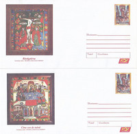 9030FM- JESUS' CRUCIFIXION, LAST SUPPER ICONS, PAINTINGS, RELIGION, COVER STATIONERY, 2X, 2006, ROMANIA - Schilderijen