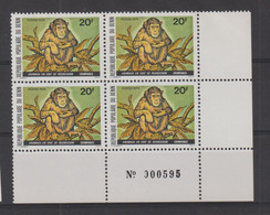 Bénin 1979 Chimpanzé 459, 1 Val ** MNH En Bloc De 4 - Bénin – Dahomey (1960-...)