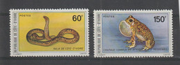 Cote D'Ivoire 1980 Serpent Et Crapaud 549-550, 2 Val ** MNH - Ivory Coast (1960-...)