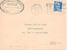 Secap Le Mans-Gare 12-5 1954 O= " (ill) Cathédrale Du Mans/VIIe/Centenaire/15-16 Mai 1954" - Oblitérations Mécaniques (flammes)