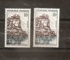 VARIETE  N 1127 **  1 TB MARRON CLAIR AU LIEU DE BRUN LILAS + BLEU PALE AU LIEU DE FONCE - VOIR SCANN - RRR !!! - Unused Stamps
