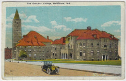 USA 1928 Postcard Photo Goucher College and Car Internal Usage In Baltimore Stamp Washington 1 Cent - Baltimore
