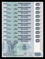 Congo República Democrática Lot 10 Banknotes 100 Francs 2013 Pick 98b SSc Unc - République Démocratique Du Congo & Zaïre