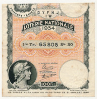 FRANCE - Loterie Nationale - Billet 1ere Tranche 1934 - Billetes De Lotería