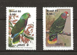 Brazil 1980  LUBRAPEX ’80, Lissabon, Birds, Parrots, Red-tailed Amazon, Vinaceous-breasted Amazon  Mi 1789-1790  MNH - Nuevos