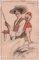 CPA Illustrateur - Mauzan - Femme Cocher Avec Un Bébé Groom Les Fesses A L'air - Mauzan, L.A.