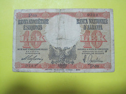 Albania Lot 10 Lek ND 1939, Good Number 9222 - Albania