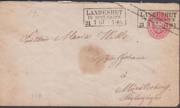 1867. PREUSSEN. EIN GROSCHEN Envelope To Münsterberg Cancelled With Box-cancel LANDESHUT IN SCHLESIEN 21 7... - JF432962 - Postal  Stationery