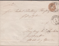 186?. PREUSSEN. 3 DREI SILB. GR. Envelope (large Size) To Parchim Beautifully Cancelled HALLE A/S 1 11. - JF432981 - Entiers Postaux