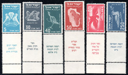 1073.ISRAEL 1950 AIR BIRDS # 1-6 MNH - Unused Stamps (with Tabs)