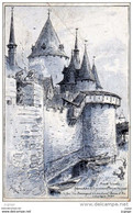 Illustrateur  ROBIDA  Avant La Sortie, Jeanne D'Arc & Le Gouverneur Flavy Au Rempart...Compiègne 1430. 2 Scans - Robida