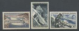 FRANCE 1956 N° 1078/1080 ** Neufs MNH Superbes C 20 € Réalisations Techniques Barrage Téléphérique Port Bateaux Ships - Unused Stamps