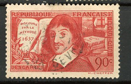 FR - Yv. N° 341,  (o)  Descartes: SUR LA METHODE  Cote  1,5  Euro BE   2 Scans - Usati