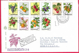 SAN MARINO - SERIE FRUTTA 1973 - SU BUSTA GRANDE CON ANNULLO F.D.C. - RACCOMANDATA PER MILANO - Express Letter Stamps