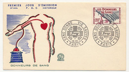 FRANCE - Env. FDC - 20F Les Donneurs De Sang - Premier Jour Secondaire "Sang Donné Vie Sauvée" - Paris - 17/10/1959 - 1950-1959