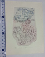 Exlibris Ex-libris Joris Mommen. Sirène Bateau Ship Mermaid - Ex Libris
