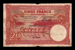 Congo Belga Belgium 20 Francs 1944 Pick 15d RC P - Belgian Congo Bank