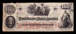 Estados Unidos United States 100 Dollars 1862 Pick 45 Serie X BC- G - Divisa Confederada (1861-1864)
