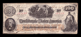 Estados Unidos United States 100 Dollars 1862 Pick 45 Serie X BC F - Divisa Confederada (1861-1864)