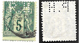 Perforé, Perfin, Type Sage Perforé PH 76 HAAG Frères Le HAVRE Indice 5 - Used Stamps