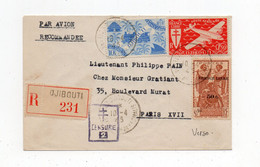 !!! LETTRE RECO PAR AVION DE DJIBOUTI POUR PARIS DU 10/4/1945 AVEC CENSURE FRANCE LIBRE. CACHET TROUPES COLONIALES... - Briefe U. Dokumente