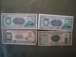 PARAGUAY. LOT DE 4 BILLETS DE BANQUE DIFFERENTS. ANNEES 50 / 80 - Paraguay