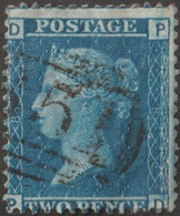 GB 1858 Y&T 27 SG 45 Michel 17. Victoria 2 P. Bleu, Filigrane Grande Couronne. Planche 8. Lettres DP. TB - Oblitérés