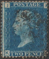 GB 1858 Y&T 27 SG 47 Michel 17. Victoria 2 P. Bleu, Filigrane Grande Couronne. Planche 14. Lettres IK. TB - Usados