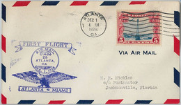 60109 - USA -  First Flight COVER: ATLANTA - MIAMI : ATLANTA - 01.12.1928 - Unclassified
