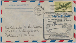 60166 - USA - Flight COVER: 25th ANNIVERSARY COAST-to-COAST 1945: DES MOINES - Unclassified