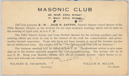 61708 - USA - POSTAL HISTORY: Private Print  STATIONERY CARD 1915: MASONIC LODGE - Unclassified