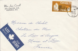 CANADA SEUL SUR LETTRE DE VICTORIA POUR LA FRANCE 1972 - Cartas