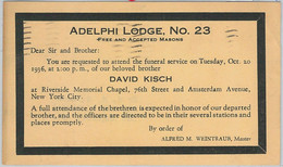 61711 - USA - POSTAL HISTORY: Private Print  STATIONERY CARD 1936: MASONIC LODGE - Unclassified