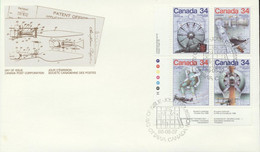 Canada 1986, Invenction, Train, Plane, Shuttle, 4val In FDC - América Del Norte