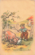 CPA Illustrateur Germaine Bouret - Mais Tu Bouffes Comme Un Cochon - Petit Garçon Et Cochon - Bouret, Germaine