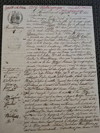 Papier Timbre MUNSCHHAUSEN MUNSCHHOUSE 1855 Généalogie Marx Schmitt Isenlor Leiby Waltz Cultivateur Cris Au Canal - Lettres & Documents