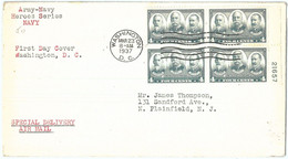 69370 - USA - POSTAL HISTORY - FDC COVER  1937 - Army HEROES - Unclassified